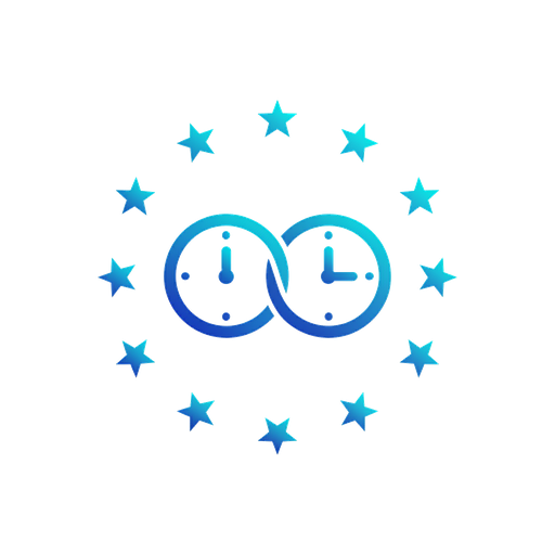 EU collaboration icon showing synchronized clocks